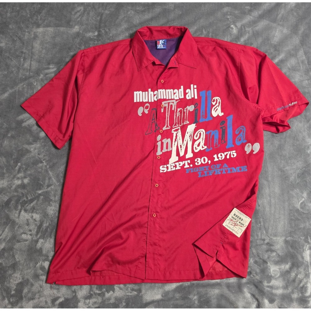 Platinum FUBU Shirt Mens 3XL Red Muhammad Ali Thrilla‎ Manila Graphic Boxing